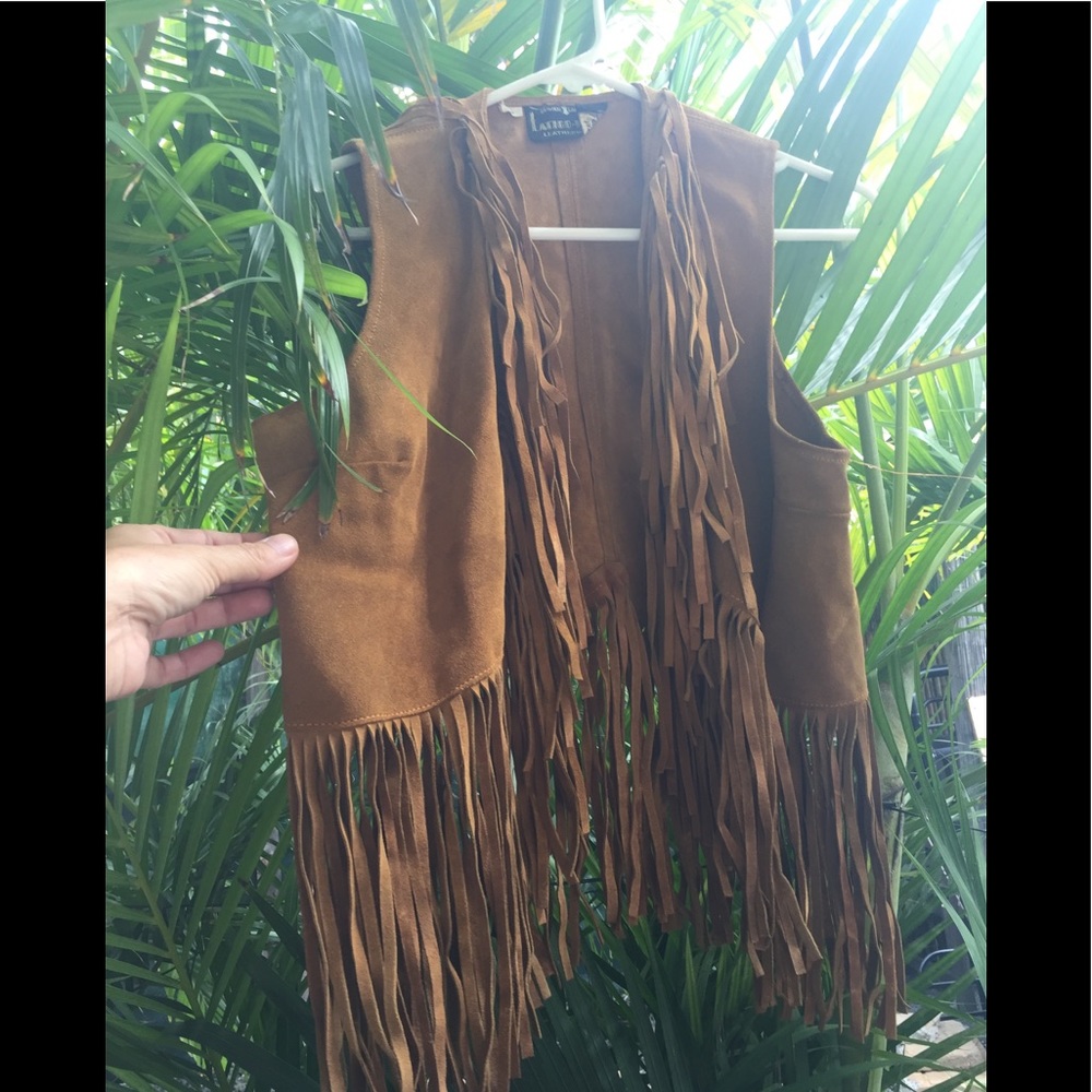 Leather fringe vest